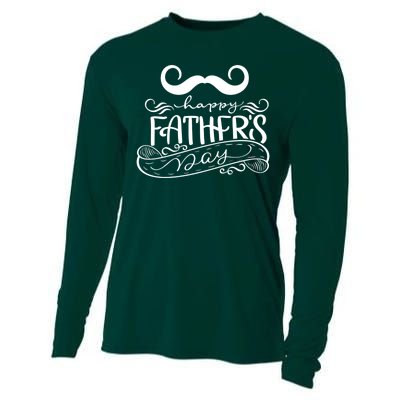 Happy Father's Day Dad Mustache Cooling Performance Long Sleeve Crew