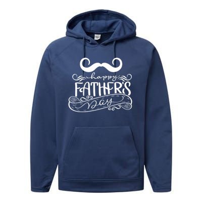 Happy Father's Day Dad Mustache Performance Fleece Hoodie