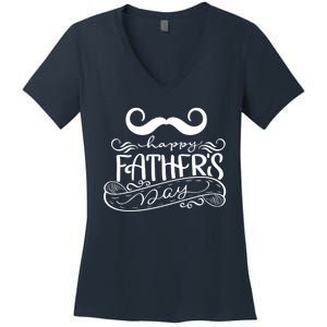 Happy Father's Day Dad Mustache Women's V-Neck T-Shirt