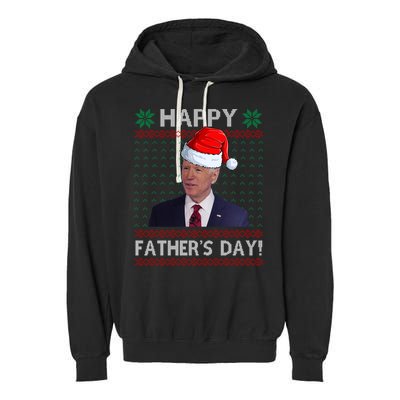 Happy Father's Day Funny Joe Biden Christmas Garment-Dyed Fleece Hoodie
