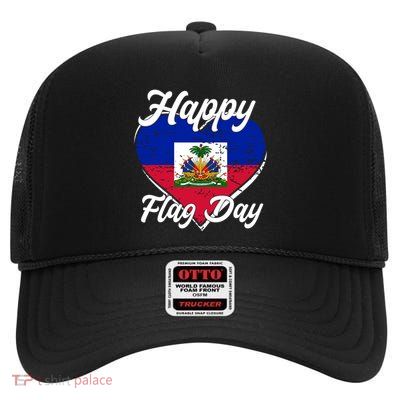 Happy Flag Day 1804 Haiti Haitian Independence High Crown Mesh Back Trucker Hat