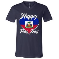 Happy Flag Day 1804 Haiti Haitian Independence V-Neck T-Shirt