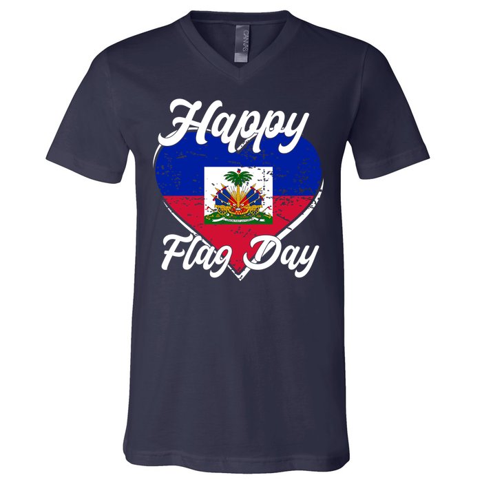 Happy Flag Day 1804 Haiti Haitian Independence V-Neck T-Shirt