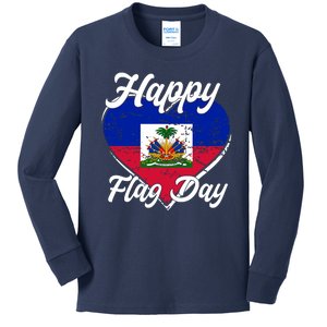 Happy Flag Day 1804 Haiti Haitian Independence Kids Long Sleeve Shirt