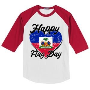 Happy Flag Day 1804 Haiti Haitian Independence Kids Colorblock Raglan Jersey