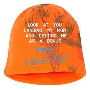 Happy Fathers Day Look At You Landing My Mom Funny Dad Kati - Camo Knit Beanie