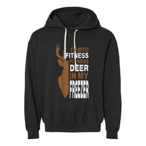 Hunting Fitness Deer In Freezer Funny Hunter Garment-Dyed Fleece Hoodie