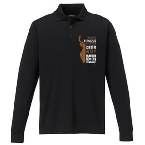 Hunting Fitness Deer In Freezer Funny Hunter Performance Long Sleeve Polo