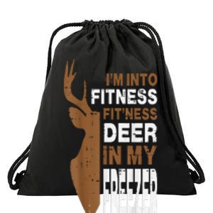 Hunting Fitness Deer In Freezer Funny Hunter Drawstring Bag