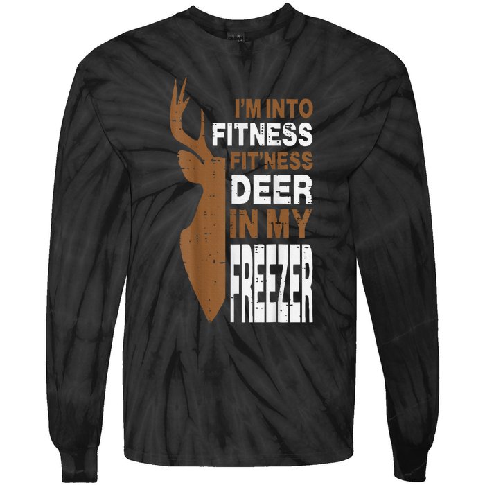 Hunting Fitness Deer In Freezer Funny Hunter Tie-Dye Long Sleeve Shirt