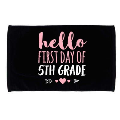 Hello First Day Of 5th Grade Teacher Student Arrow Microfiber Hand Towel