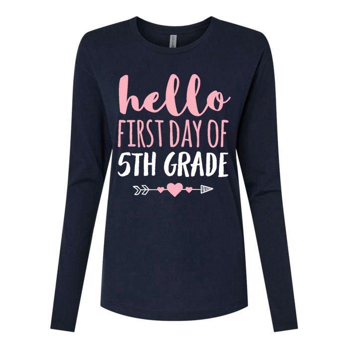 Hello First Day Of 5th Grade Teacher Student Arrow Womens Cotton Relaxed Long Sleeve T-Shirt