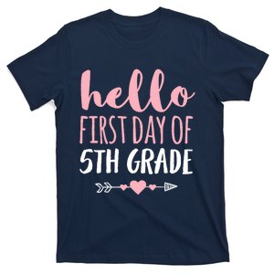 Hello First Day Of 5th Grade Teacher Student Arrow T-Shirt