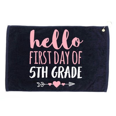 Hello First Day Of 5th Grade Teacher Student Arrow Grommeted Golf Towel