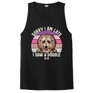 Humor Funny Doodle Lover Quote Sorry I Am Late I Saw A Dog Gift PosiCharge Competitor Tank