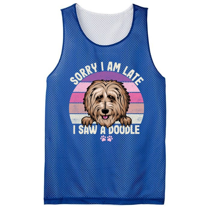 Humor Funny Doodle Lover Quote Sorry I Am Late I Saw A Dog Gift Mesh Reversible Basketball Jersey Tank