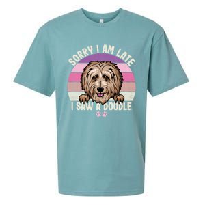 Humor Funny Doodle Lover Quote Sorry I Am Late I Saw A Dog Gift Sueded Cloud Jersey T-Shirt