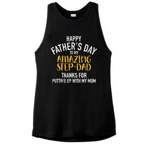 Happy father's day step dad Ladies PosiCharge Tri-Blend Wicking Tank