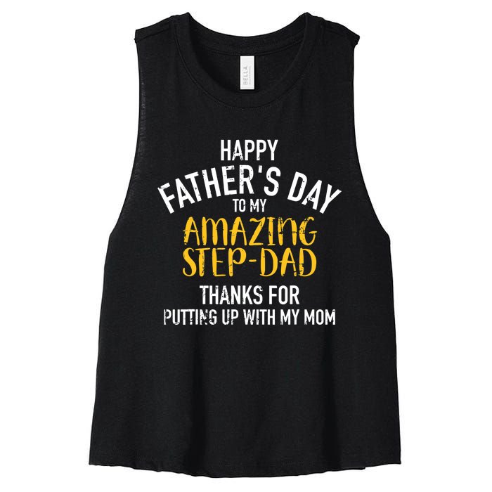 Happy father's day step dad Women's Racerback Cropped Tank