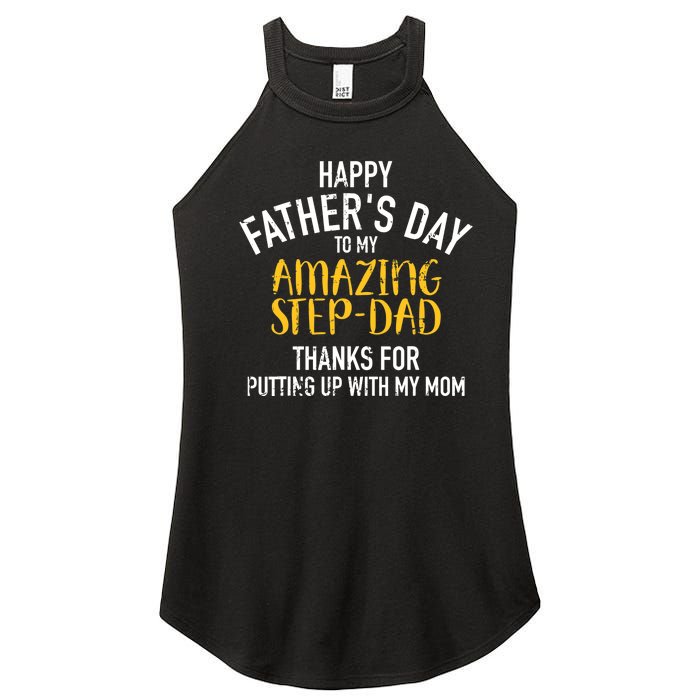 Happy father's day step dad Women's Perfect Tri Rocker Tank