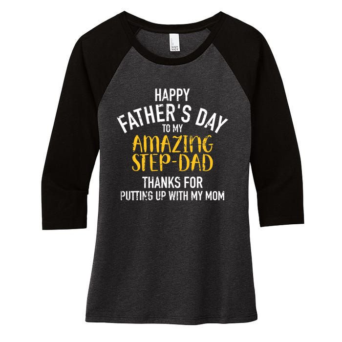 Happy father's day step dad Women's Tri-Blend 3/4-Sleeve Raglan Shirt