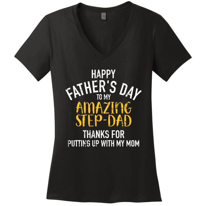 Happy father's day step dad Women's V-Neck T-Shirt