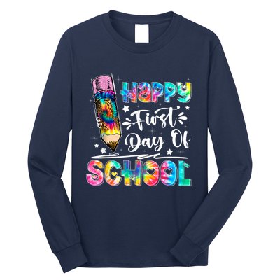 Happy First Day Of School Tie Dye Teacher Kids Back To School Long Sleeve Shirt