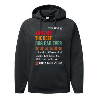 Happy Fathers Day From Dog Treats To Dad Quote Performance Fleece Hoodie