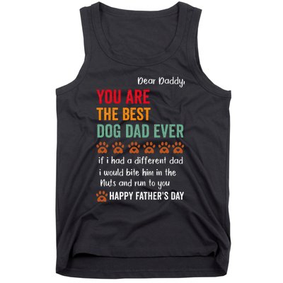 Happy Fathers Day From Dog Treats To Dad Quote Tank Top