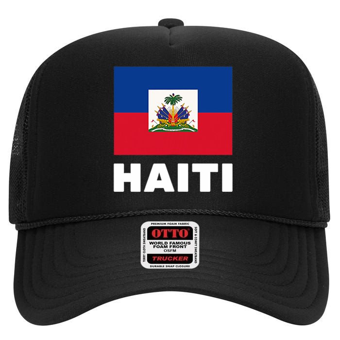 Haitian Flag Day Cool Haiti Flag Pride High Crown Mesh Back Trucker Hat