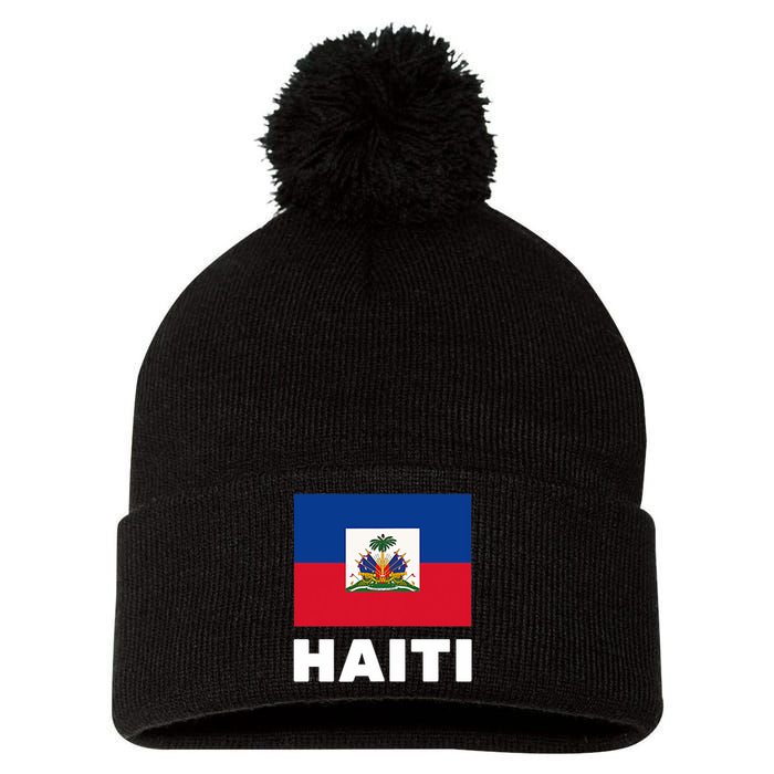 Haitian Flag Day Cool Haiti Flag Pride Pom Pom 12in Knit Beanie