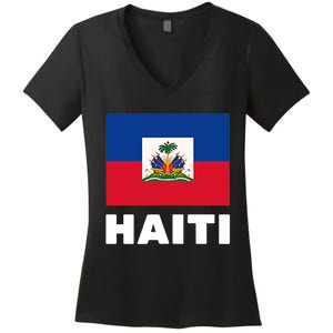 Haitian Flag Day Cool Haiti Flag Pride Women's V-Neck T-Shirt