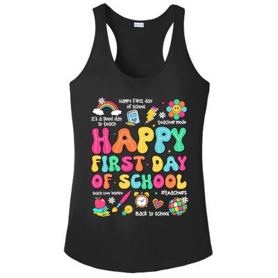 Happy First Day Of School Teacher 1st Back To School Ladies PosiCharge Competitor Racerback Tank