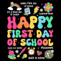 Happy First Day Of School Teacher 1st Back To School Cooling Performance Long Sleeve Crew