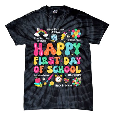 Happy First Day Of School Teacher 1st Back To School Tie-Dye T-Shirt