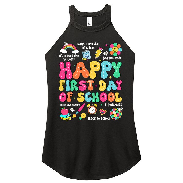 Happy First Day Of School Teacher 1st Back To School Women's Perfect Tri Rocker Tank