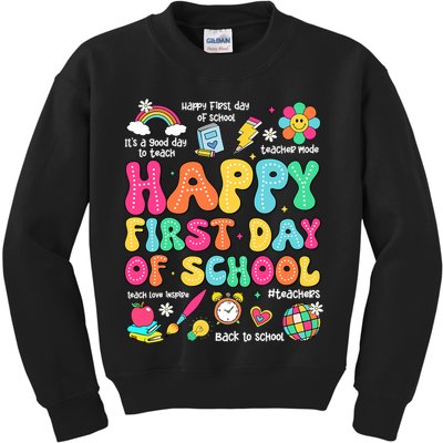 Happy First Day Of School Teacher 1st Back To School Kids Sweatshirt