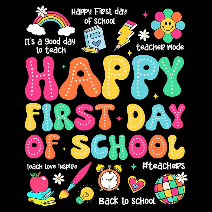 Happy First Day Of School Teacher 1st Back To School Short Acrylic Beanie