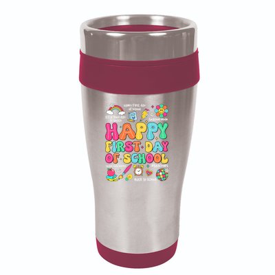 Happy First Day Of School Teacher 1st Back To School 16oz Travel Tumbler