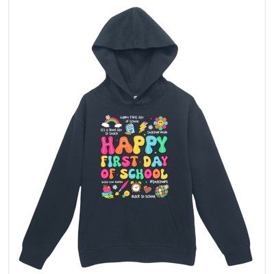 Happy First Day Of School Teacher 1st Back To School Urban Pullover Hoodie