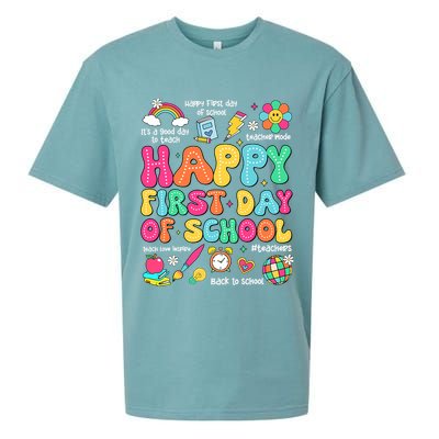 Happy First Day Of School Teacher 1st Back To School Sueded Cloud Jersey T-Shirt