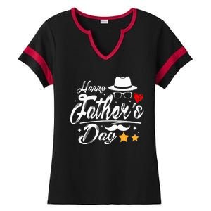 Happy Fathers Day 2024 For Dad Papa Ladies Halftime Notch Neck Tee