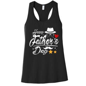 Happy Fathers Day 2024 For Dad Papa Women's Racerback Tank