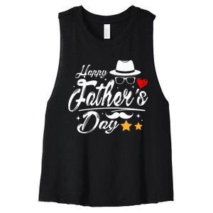 Happy Fathers Day 2024 For Dad Papa Women's Racerback Cropped Tank