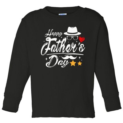 Happy Fathers Day 2024 For Dad Papa Toddler Long Sleeve Shirt