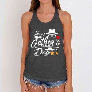 Happy Fathers Day 2024 For Dad Papa Women's Knotted Racerback Tank