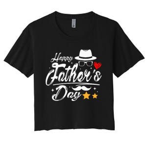 Happy Fathers Day 2024 For Dad Papa Women's Crop Top Tee