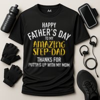 Happy Fathers Day Step Dad Cooling Performance Crew T-Shirt
