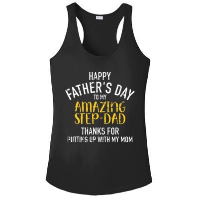 Happy Fathers Day Step Dad Ladies PosiCharge Competitor Racerback Tank