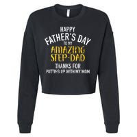 Happy Fathers Day Step Dad Cropped Pullover Crew